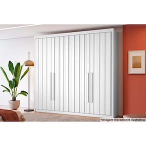 Guarda Roupa Solteiro 4 Portas Ripadas e 4 Gavetas Grécia Branco - Conquista