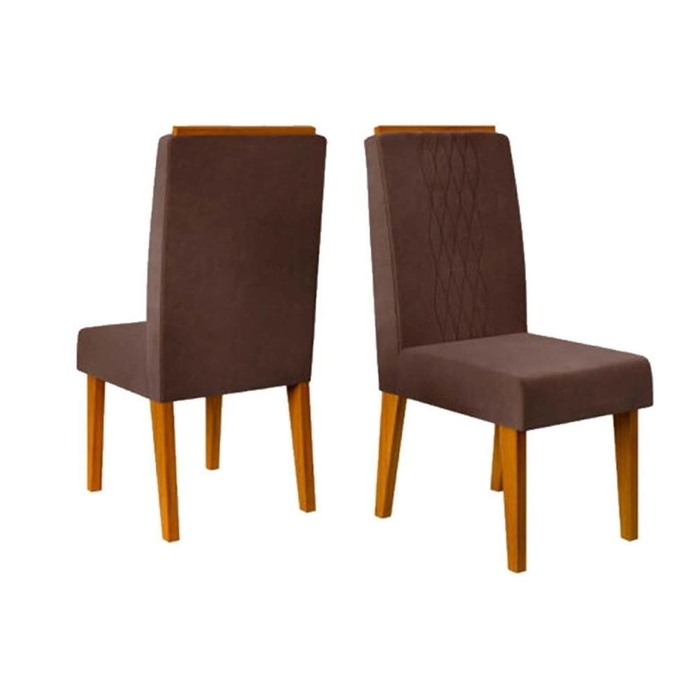 Cadeira Sala de Jantar Lia Cedro/Veludo Moca - DJ Móveis