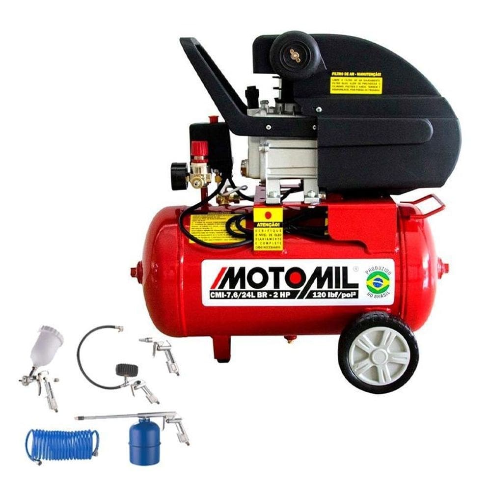 Motocompressor motomil cmi 7,6pcm 24 litros motor 2hp mono