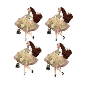 Bonecas com Vestido e Bolsa - Kit 4 Unidades Presente Lembrancinha Infantil