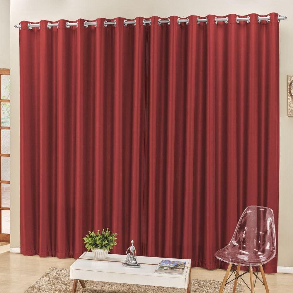 Cortina 4m escritório semiblackout trilho suisso vermelho