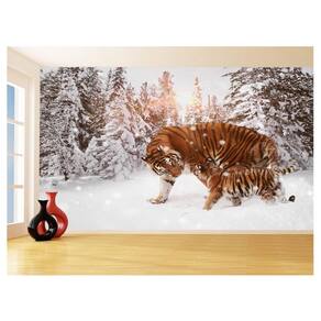 Papel De Parede 3D Animais Tigre Filhote Neve 3,5M Anm572