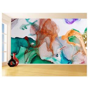 Papel De Parede 3D Arte Tintas Colorido Mármore 3,5M Tra68