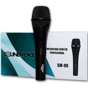 Microfone profissional de mão soundvoice sm90 com fio bag