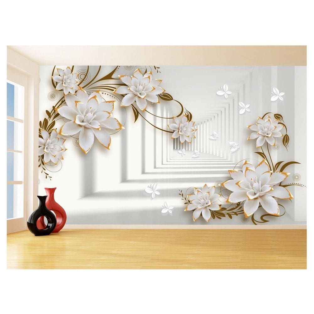Papel De Parede 3D Floral Textura Sala Flores 3,5M Xfl342