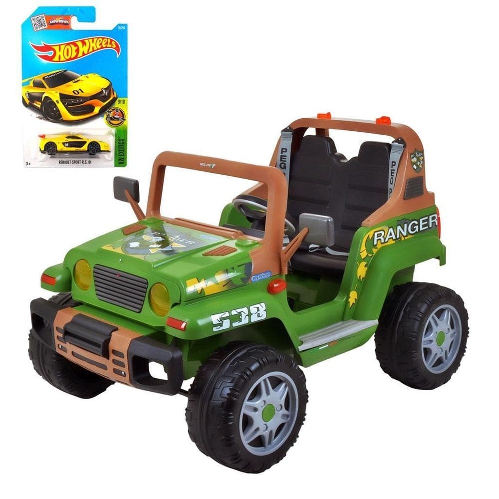 Carro elétrico peg-pérego ranger 538 + carrinho hot wheels