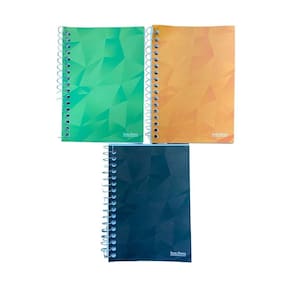 Kit 3 un caderno espiral capa flexível com 96 folhas de 1/8