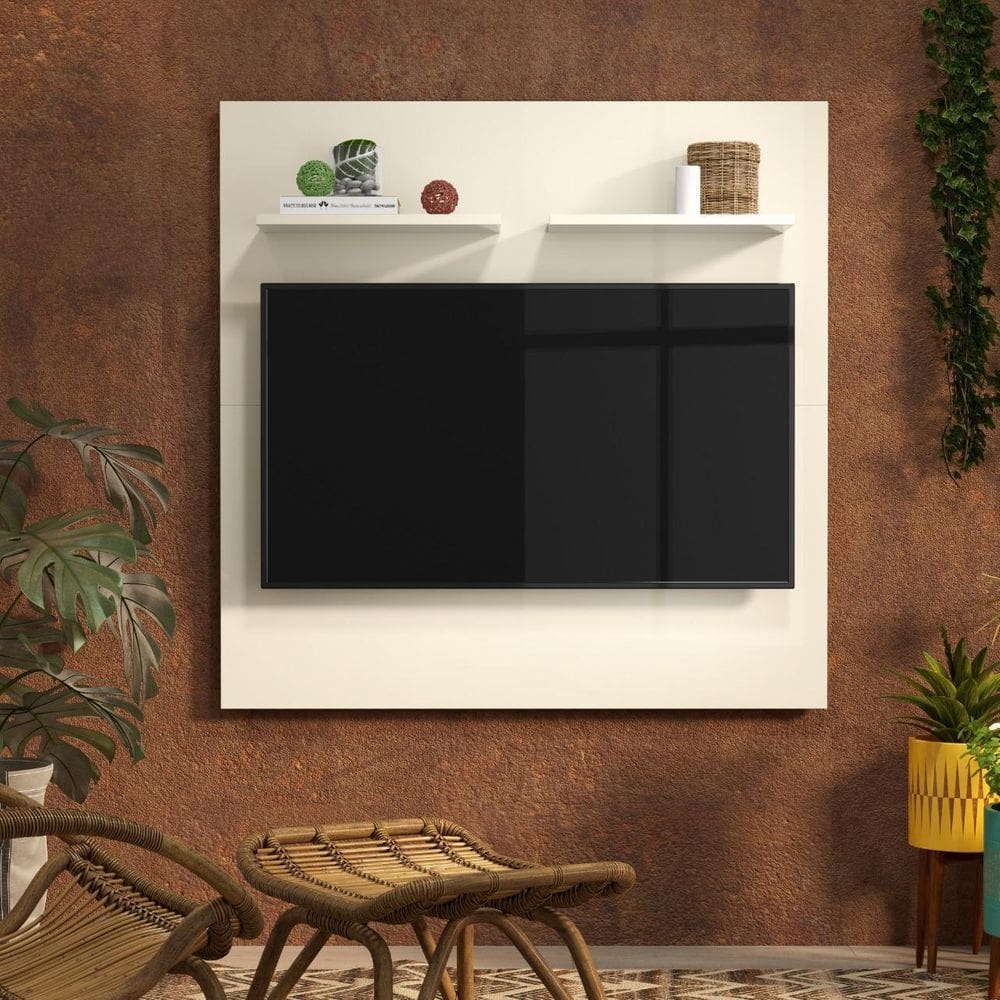 Painel 2 prateleiras superior tv até 32p cor off white -