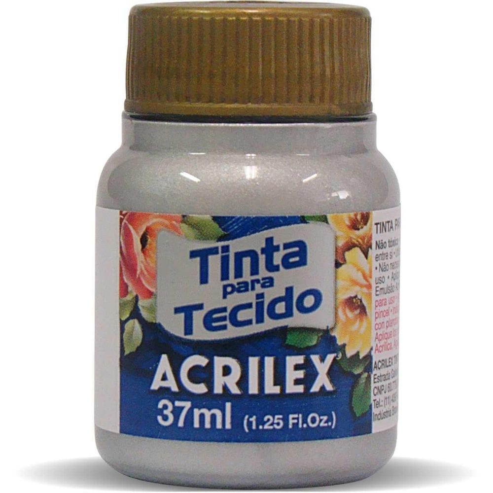 Tinta Tecido Metálica Prata 37Ml.