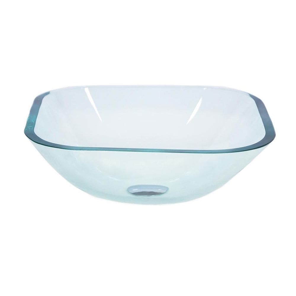 Cuba de vidro quadrada 35cm jateada