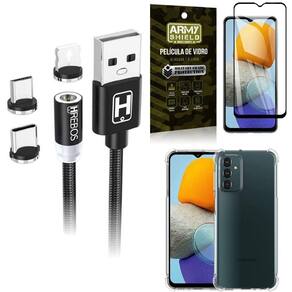 Kit capa samsung m23 5g + cabo magnético 2 metros + película