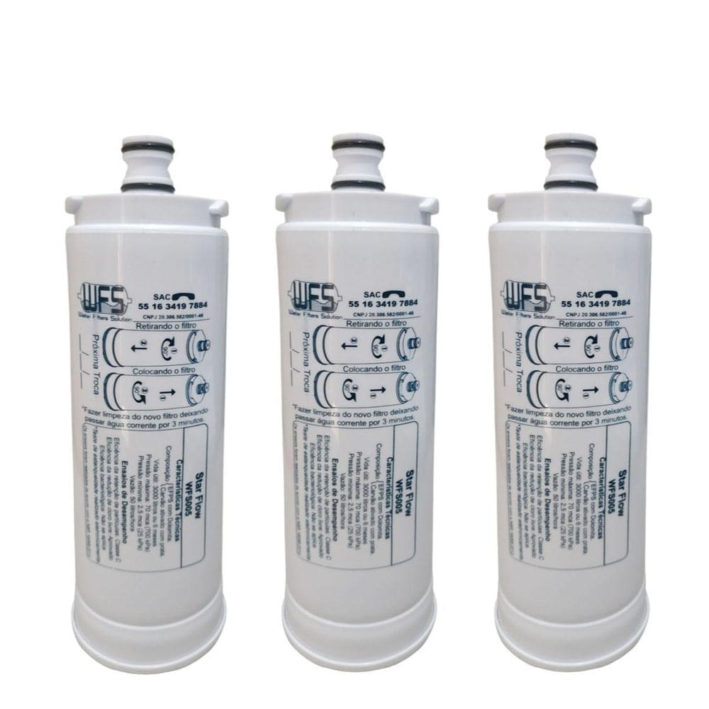 Kit 3 filtro refil purificador masterfrio rótulo branco fino