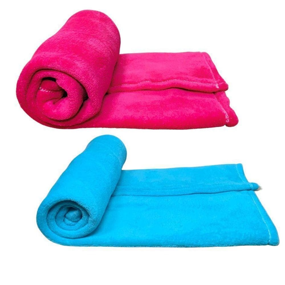 Kit 2 cobertores pet cor rosa e azul