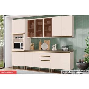 Cozinha Completa Connect 8 Peças (3 Armários + 1 Paneleiro + 2 Balcões + 2 Complementos) C5P88 Off White - Henn