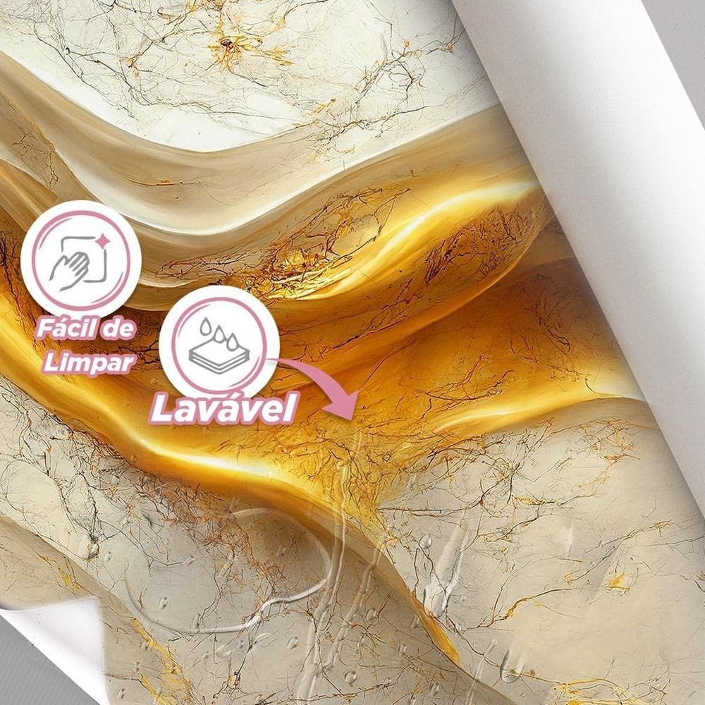 Papel De Parede Painel 3D Mármore White Ouro 2M