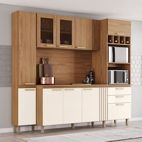 Cozinha Compacta B125 10 Portas 2 Gavetas Marrom/Off White