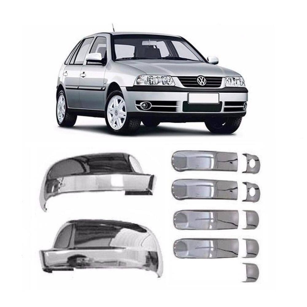 Kit aplique capa cromada retrovisor maçanetas vw gol g4 2010