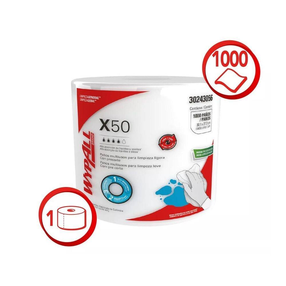 Pano de limpeza kimberly clark wypall simplimax x50 1000