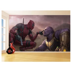 Papel De Parede 3D Heróis Deadpool Thanos Arte 3,5M Nhma299