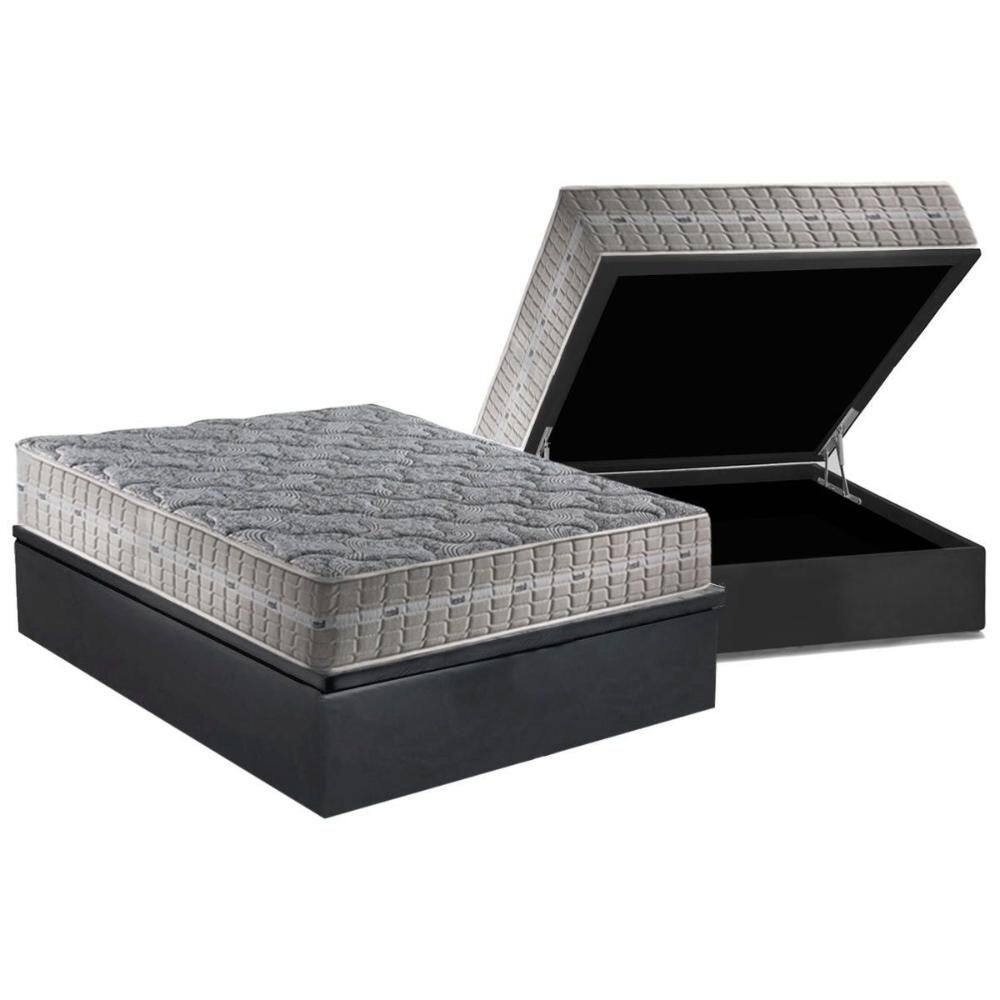 Conjunto Box Baú Casal: Colchão Molas Anjos Royal + Base CRC Suede Gray(138x188)