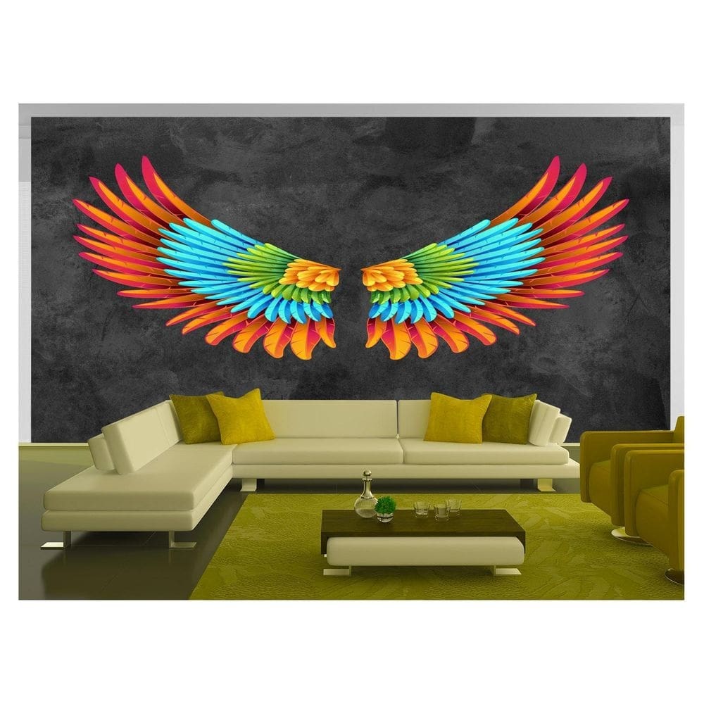 Papel De Parede 3D Arte Asas Selfie Insta Cores 3,5M Tra392