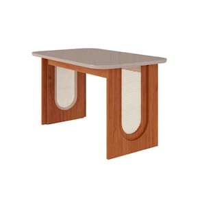 Mesa de Sala Jantar Valentina c/Tampo Madeirado Vidro 130x80cm Cinamomo/Off White - Cimol