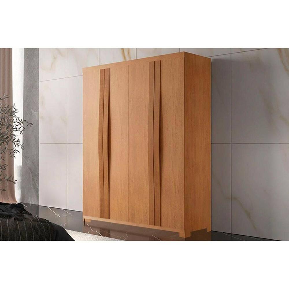 Guarda Roupa Solteiro 4 Portas e 2 Gavetas c/ Pés Grécia Naturale - Rufato