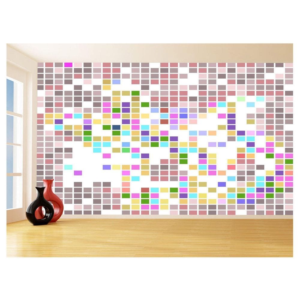 Papel De Parede Geométrico Quadrados Colorido 3,5M Gmt129