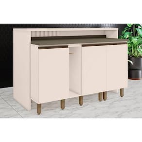 Bancada Ilha Cozinha Gourmet Connect c/ 3 Portas 145cm Off White - Henn