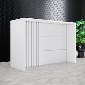 Bancada Ilha Ripado Gourmet Design Contemporâneo Branco