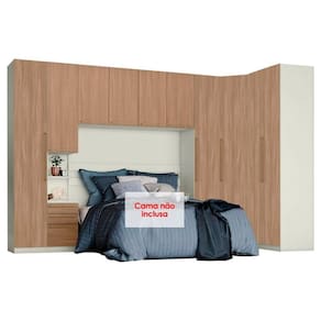 Quarto Henn Seletto 6 Peças (1 Armário Ponte + 1 Closet + 3 Guarda Roupas + 1 Complemento) QMH04 Areia/Jequitibá