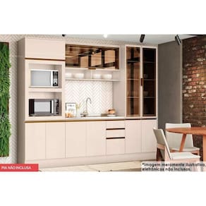 Cozinha Completa Connect 6 Peças (1 Armário + 2 Paneleiros + 1 Balcão + 2 Complementos) C5P71 Off White - Henn