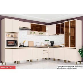Cozinha Completa Connect 13 Peças (4 Armários + 2 Paneleiros + 4 Balcões + 3 Complementos) C5P83 Off White - Henn