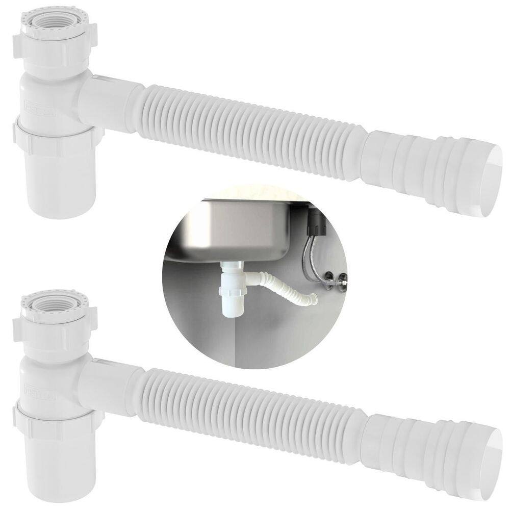Sifão sanfonado com copo 49cm branco astra kit com 2 un