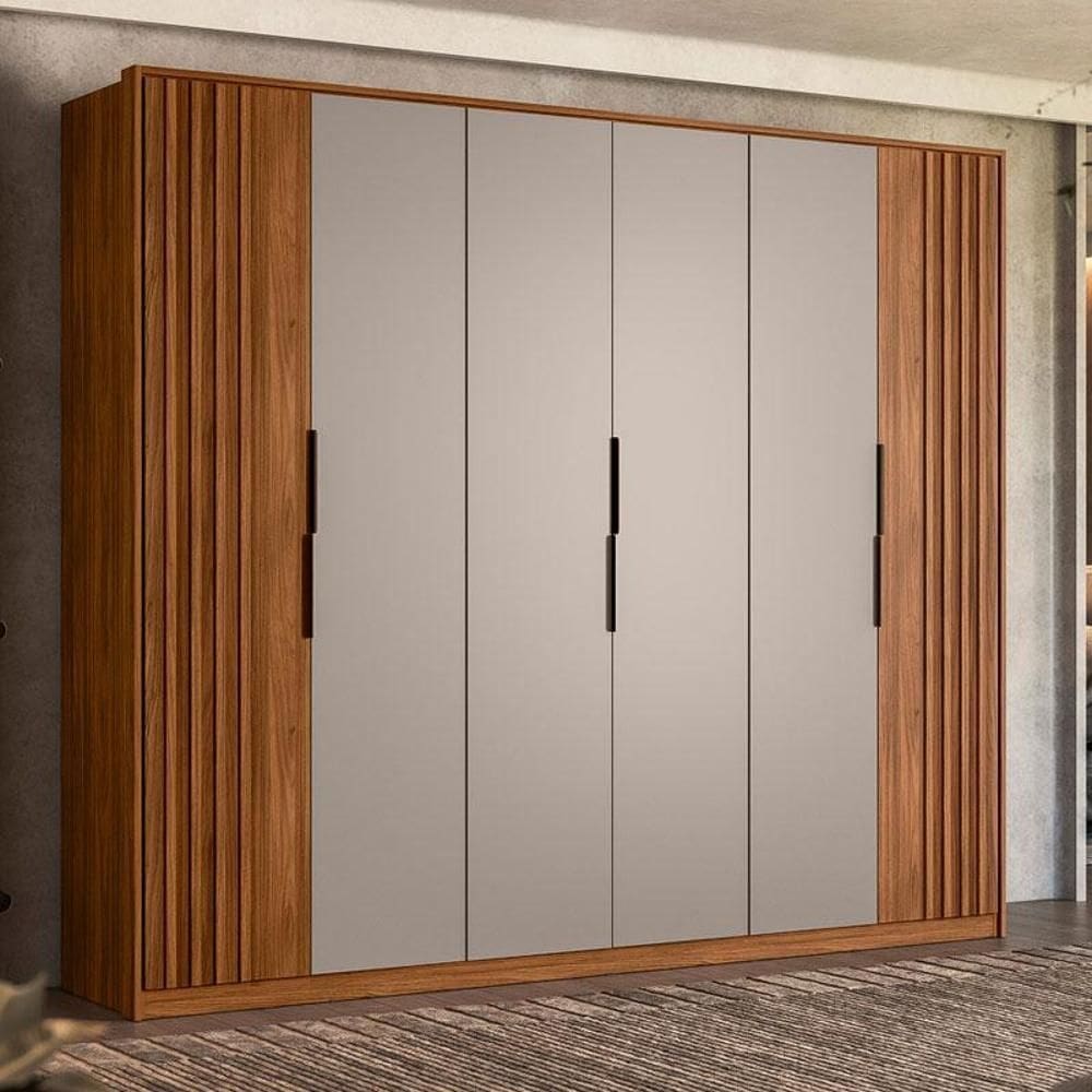 Guarda Roupa Casal Ripado Atrice Ambiente 6 Portas Nogueira Nude Prime TX Demóbile – Demartêz