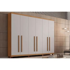 Guarda Roupa Casal 6 Portas e 6 Gavetas c/ Pés Pernambuco Naturale/Off White - Rufato