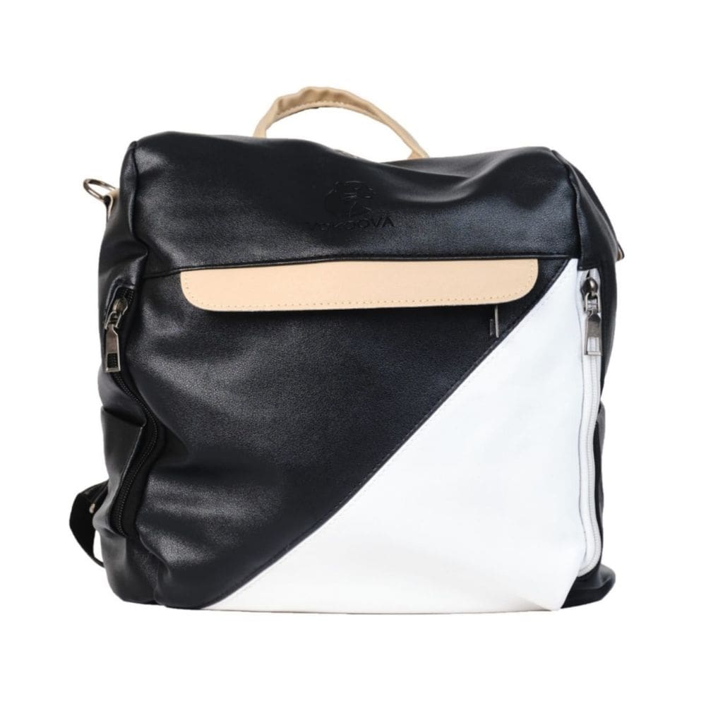Mochila anti-roubo genérica feminina preta e branca