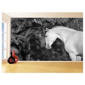 Papel De Parede Animais Casal Cavalos Fazenda 3,5M Anm346