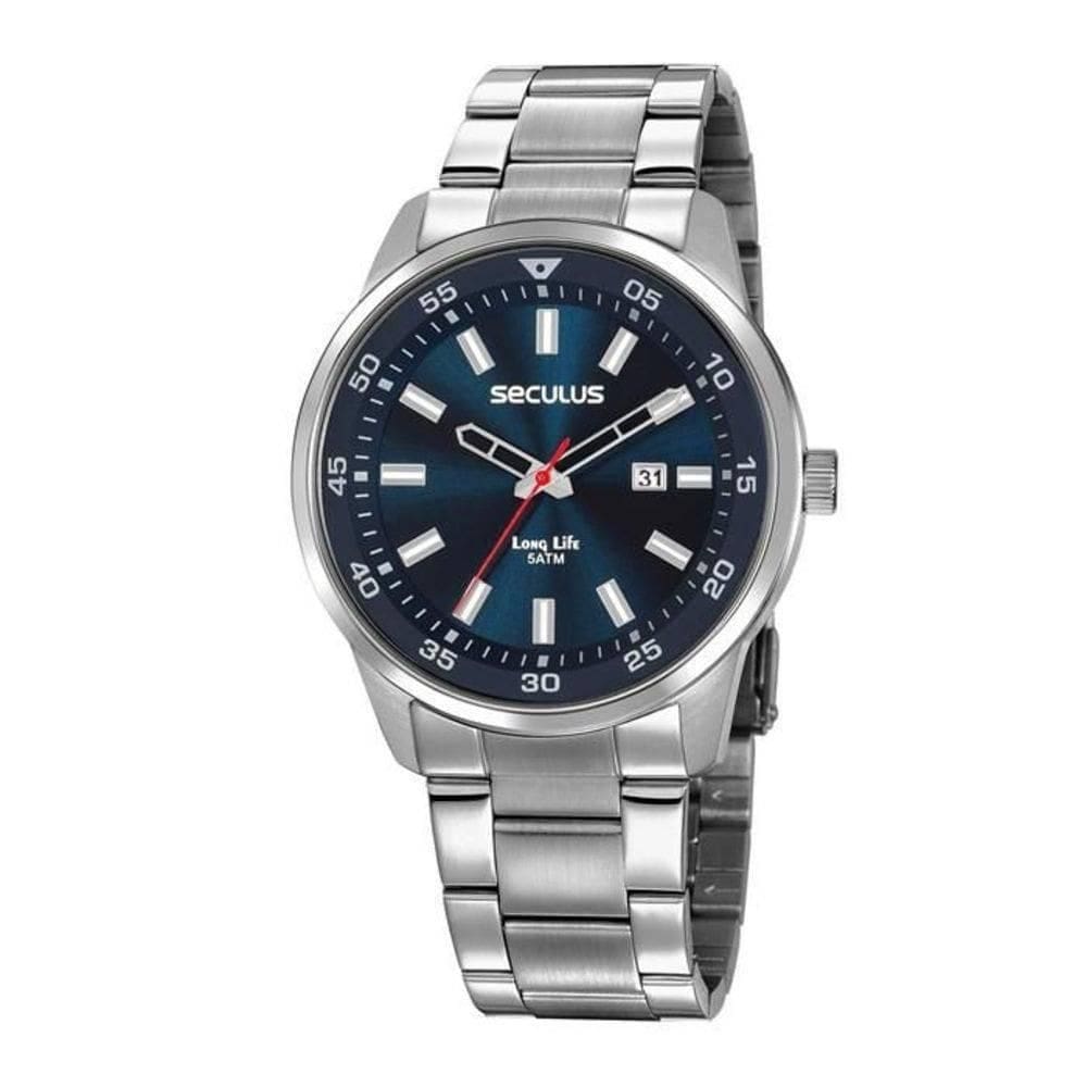Relógio masculino seculus long life prateado 20786gosvna1