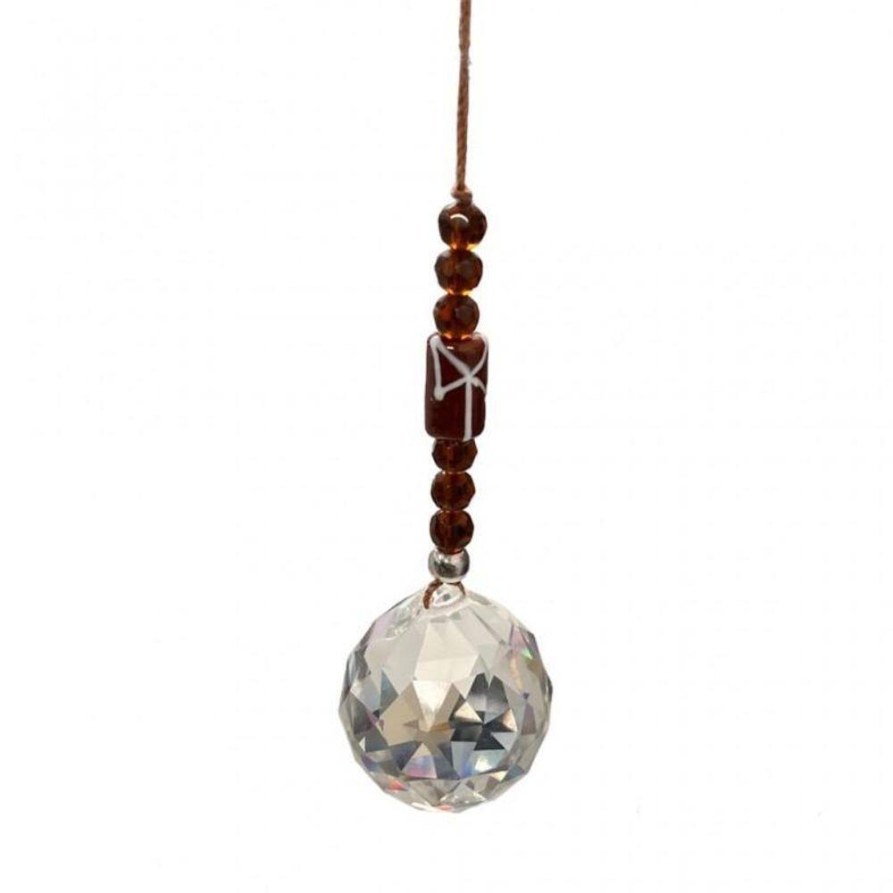 Protetor ambiente cristal facetado xangô marrom 40 mm