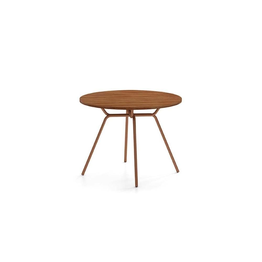 Mesa de Sala Jantar 1588 Aço c/Tampo Madeirado 100cm Freijo c/ Rose - Carraro