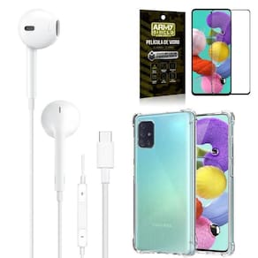 Capa samsung a51 + fone de ouvido tipo c + película 3d