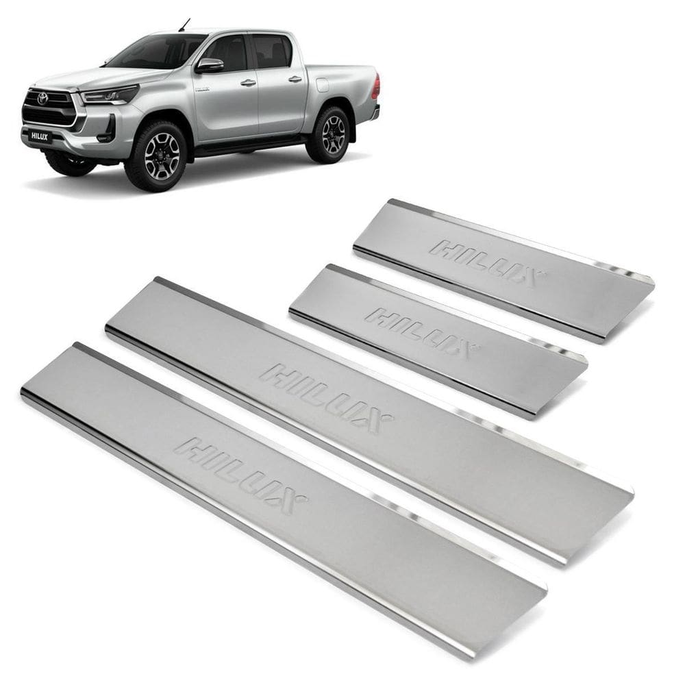 Soleira aço inox 4 portas brasikar hilux 2020 2021