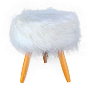 Puff puf redondo banco pelúcia branca pé palito 50 cm
