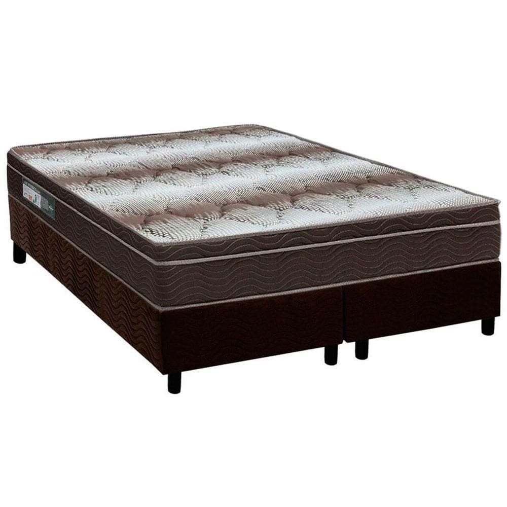 Cama Box Queen: Colchão Ortopédico Ortobom Wood Light + Base CRC Suede Brown(158x198)