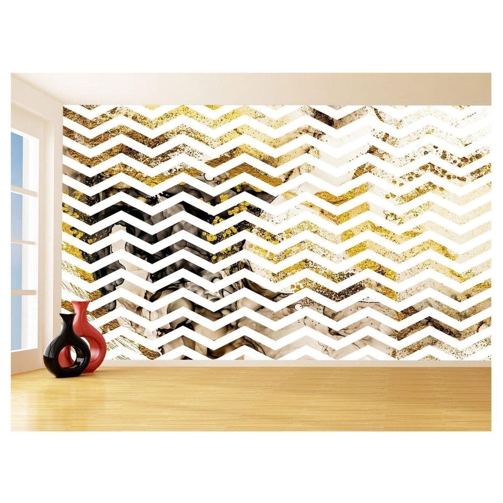 Papel De Parede 3D Sala Chevron Zig Zag Listras 3,5M Zig104