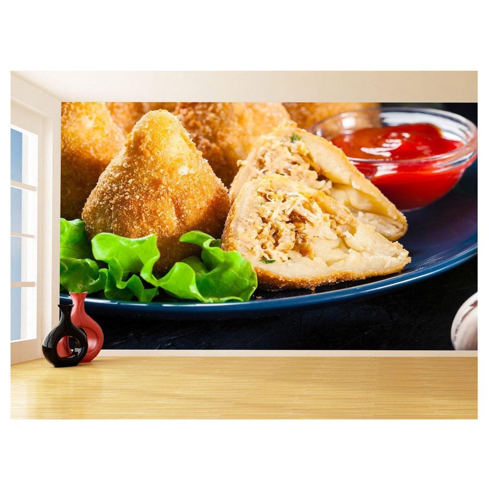 Papel De Parede Alimentos Salgados Coxinha Bar 3,5M Al523