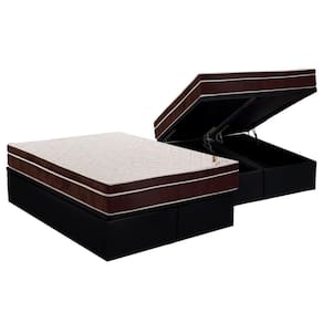 Cama Box Baú Queen: Colchão Anatômico Ortobom Exclusive + Base CRC Courano Black(158x198)