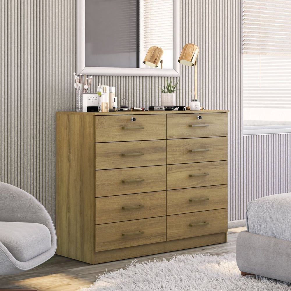 Cômoda com 10 Gavetas e 2 Chave Londres Mel