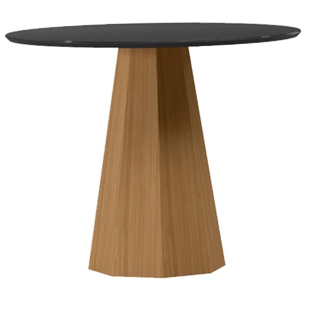 Mesa de Jantar 120x120 cm Isis com Vidro Ype Preto - New Ceval